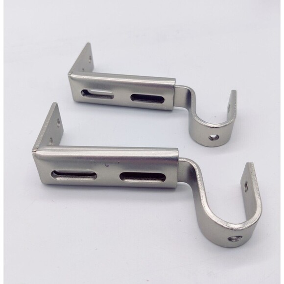 Hardware Brackets For Curtain Rod Set of 4 Silver Adjustable 2 Unopened 2 Opened - Picture 9 of 11